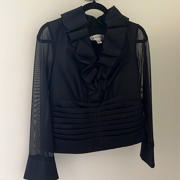 Tops - J.R. Evenings top with black sheer sleeves and back zipper